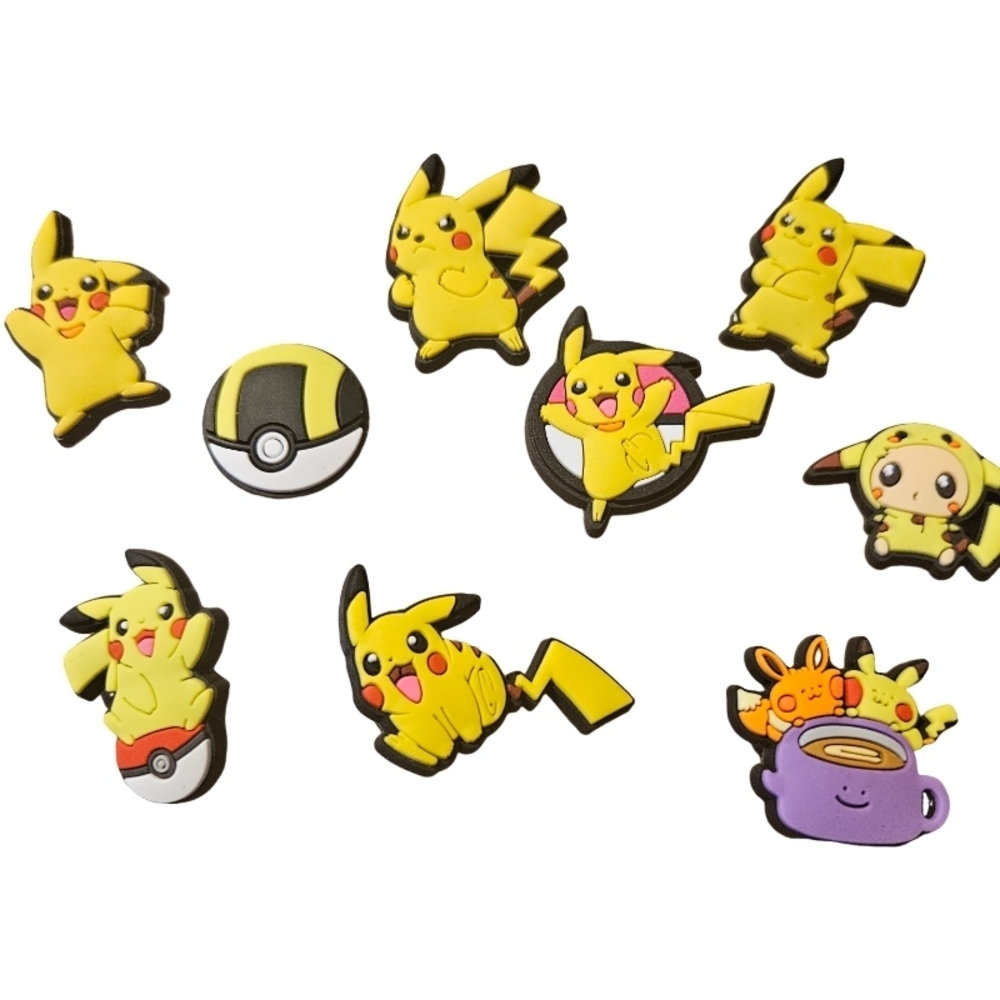 Lot of 9 Pokemon Pikachu Themed PVC Shoe Charms